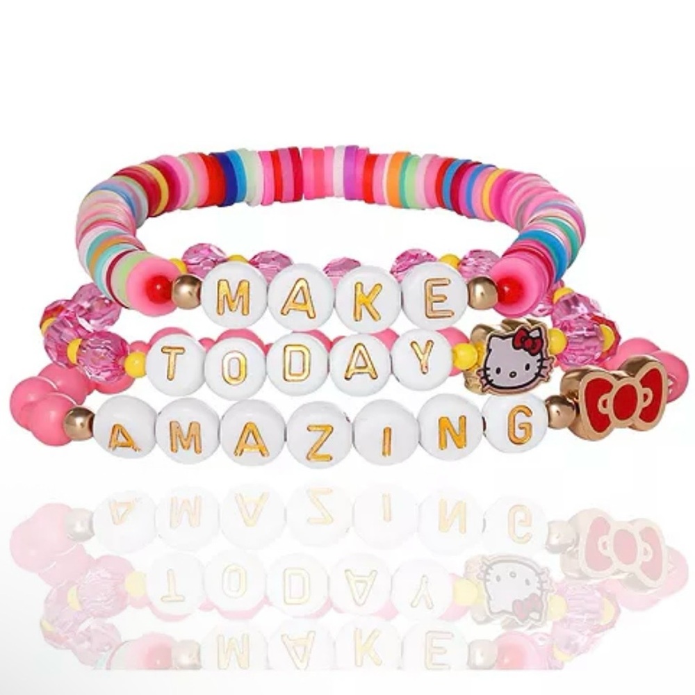 Hello Kitty Beaded Bracelet, Make Today Amazing 3-Piece Set, Official License